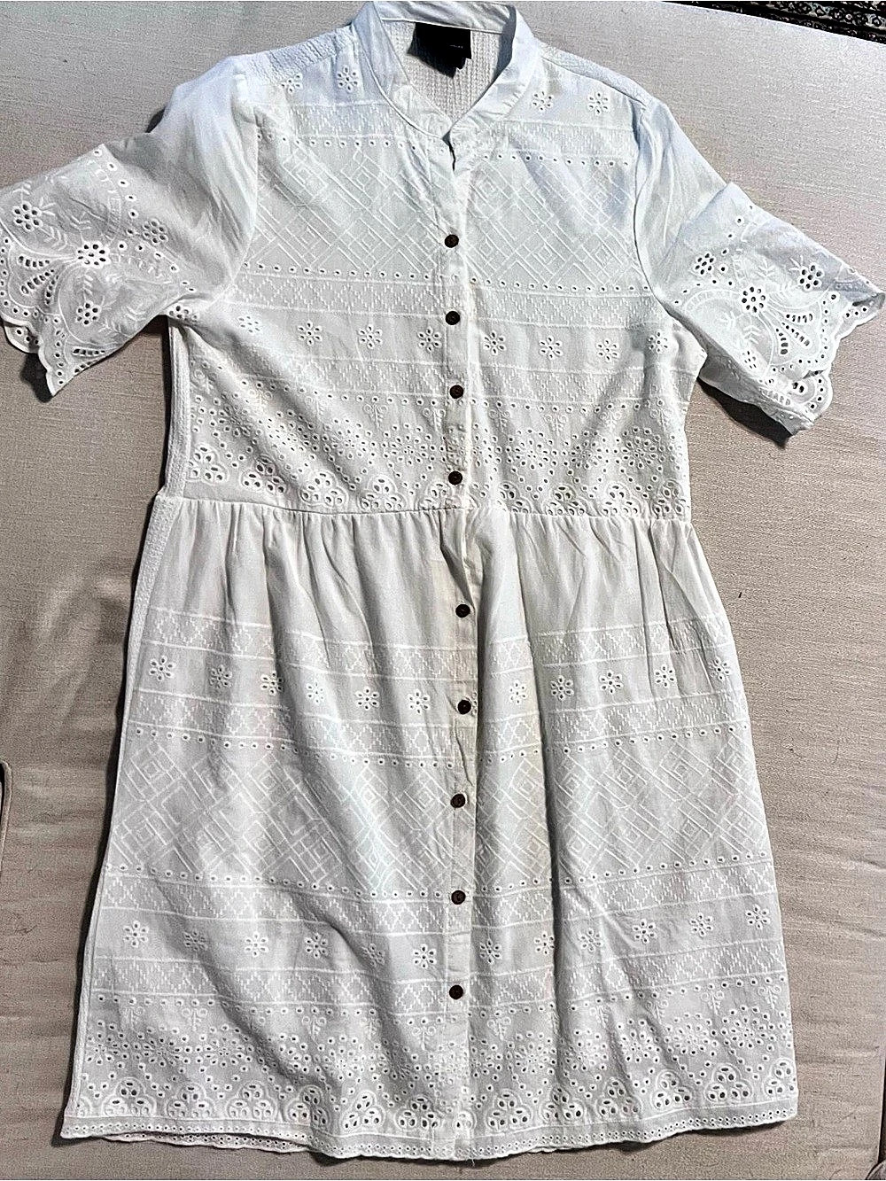 LIV LOS ANGELES White Eyelet Mini Dress Size XL Like New